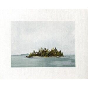 8x10 Maine Original Oil Seascape Painting Boothbay Harbor Pines Coastal Signed